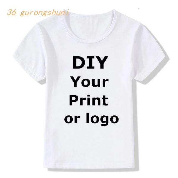 Personnalisé votre nom imprimer t-shirt garçons filles votre propre design diy po kids vêtements d'été tops blanc tshirt 240506