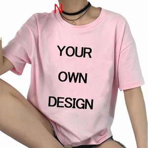 Aangepaste uw eigen ontwerp Unisex T-shirt mannen vrouwen aangepaste uw print foto logo T-shirt paar DIY grafische tshirt man vrouw W4wP #