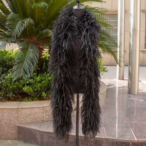 Customzied Boa 6ply Zwarte Struisvogelveren Boa Sjaal voor Bruiloft Jurk Naaien Decoratie Plumas Trimmen