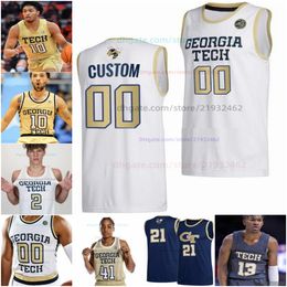 Customzied Georgia Tech Yellow Jackets Basketball Jerseys Mens vrouwen Jeugd allemaal genaaid Amaree Abram Ebenezer Dowuona Naithan George Marcos San Miguel