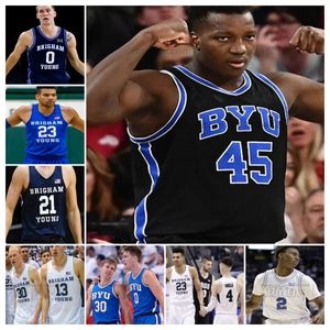 Customzied Jaxson Robinson BYU Cougars basketbalshirts heren dames jeugd allemaal gestikt Dawson Baker Aly Khalifa Ally Atiki Marcus Adams Tredyn Christensen