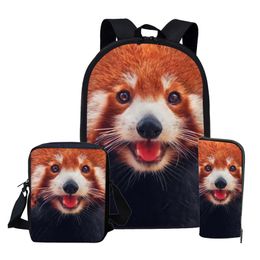 Customzied Red Lesser Panda School Tassen ingesteld voor tieners Backpack Kinderen Grote kinderen Boek Mochila