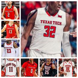 Maßgeschneidertes Texas Tech TTU College-Basketball-Trikot, benutzerdefinierter beliebiger Name, Nummer, Herren, Damen, Jugend-Trikots, alle genäht, 0 Chance McMillian 1 Lamar Washington 2 Pop Isaacs