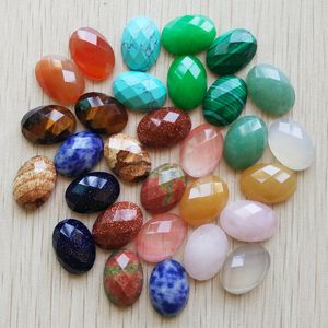 pierre naturelle taillée à facettes assorties cabochon cabochon à base plate ovale cristal perles en vrac pour collier boucles d'oreilles bijoux vêtements accessoires faisant en gros 13x18mm