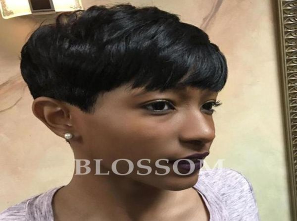 Corte pelucas de cabello humano pixie medio peinados pelucas delanteras de encaje completo pelo corto brasileño 100 pelucas de cabello humano virgen para mujeres negras85622207