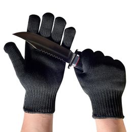 Guantes resistentes a los cortes 5A Guantes de alambre de acero de grado uno Guantes de seguro de mano de obra multipropósito Guantes protectores de color negro protector