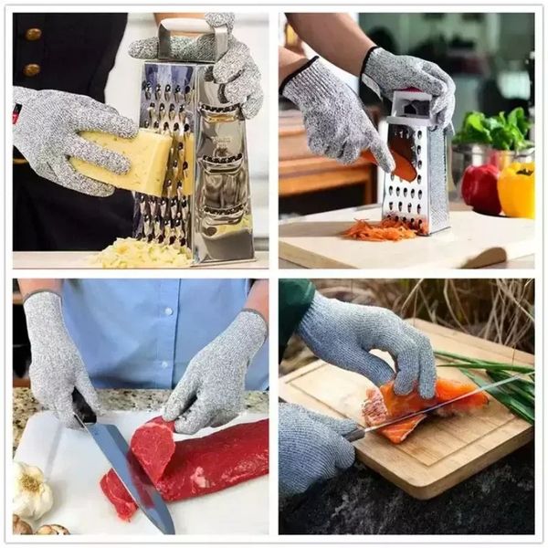 Guantes de alta resistencia resistente a los cortes 5 Accesorios antideslizantes de la cocina anti-skid de los guantes anti-skid de los gadgets anti-esquides de los guantes anti-Punteo para cocinar para cocinar para cocinar