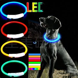 Cut USB lading honden training kraag led buiten lumineuze lader lader huisdierkraag kragen licht verstelbaar 6colors led flitsende hondenkraag met laderkabel