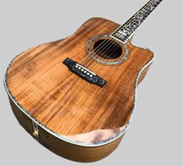 Cutaway All Koa Wood 41 pouces D Style Guitare acoustique, Top Quality Inclays Ebony Fingerard Guitarra