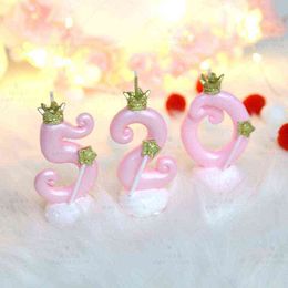 Bougie numéro d'anniversaire en forme de 0 à 9, accessoires de décoration de gâteau, garniture de cupcake, fournitures de fête prénatale