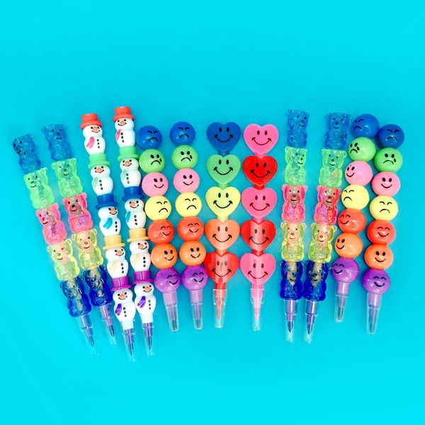 Lindo 10 Uds DIY favor lindo Kawaii sonrisas crayón para niños pintura dibujo juguete Baby Shower cumpleaños regalo de regreso a la escuela