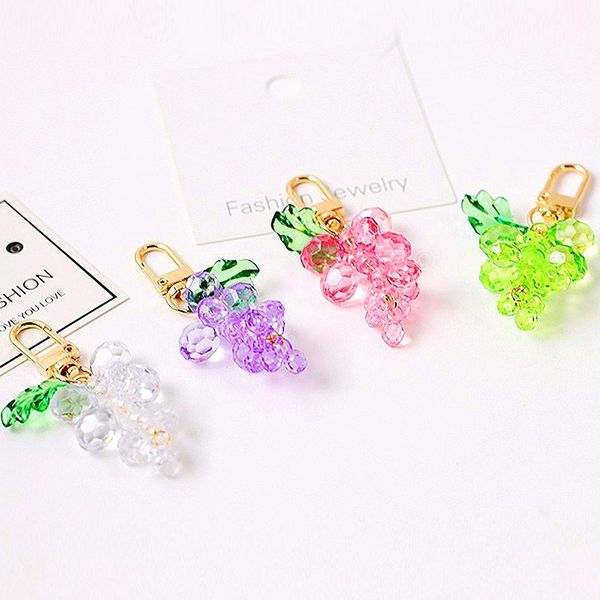 Grapes 3D Grapes en plastique en plastique Crystal Car Keychain Key Chain Charm Pendant Ring Fashion Accessoires