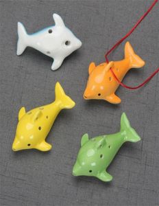 Mignon 6Hole Arts and Crafts Ceramic Dolphin Ocarina éducatif jouet instrument de musique animal forme de musique animale charme 6 5yx Z2822320