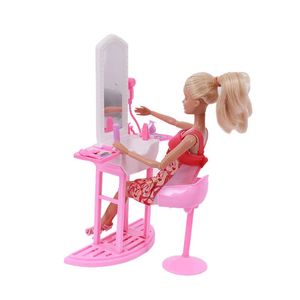 Bonitos 7 artículos/lote, casa de muñecas en miniatura, lavadora de pelo, juguetes para niños, silla para Barbie, juego DIY para niñas, regalo de juego para niños