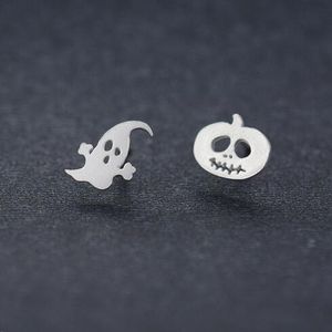 Leuke 925 Sterling Silver Ghost Pumpkin Head Ear Studs Women Girl Halloween's Day Cadeau voor kinderen Lovely Skeleton Stud