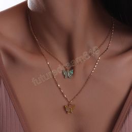 Leuke acryl vlinder hanglagige ketting vrouwen boho gouden kleur keten choker Koreaanse verklaring charme sieraden vakantie strand cadeau