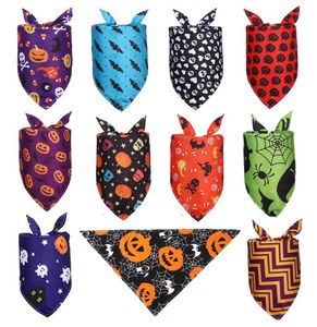 Leuke verstelbare halsbanden Puppy Pet Slobber Handdoek Outdoor Kat Kraag Print pompoen slabbetje Sjaal Ontwerp Halsband Halsdoek