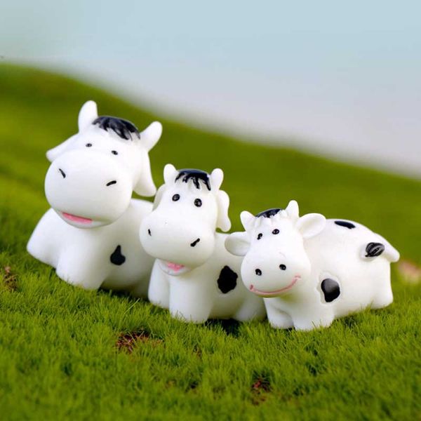 Mignon Adorable Vache Animal Poupée Ornement Miniature Figurines Accessoire Terrarium Plante Succulente Pot Matériel DIY Fée Jardin Décoration DH8470