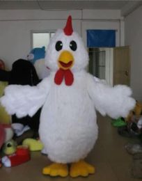 Lindo disfraz de mascota pollo blanco para adultos, traje de fiesta, disfraz publicitario de Halloween, disfraz de mascota adulta