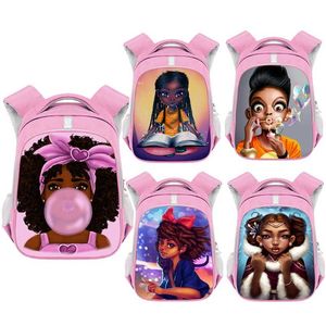 Leuke Afro meisjes rugzak kinderen schooltassen cartoon zwarte dagpack Afrika American Kids Kleuterschooltas Bookbag 211021