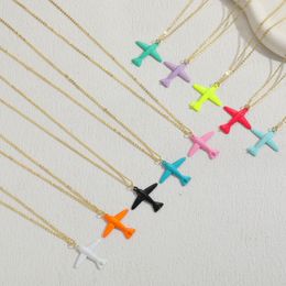 Collier pendentif d'avion mignon, couleur unie, chaîne d'avion, bijoux à la mode pour cadeau de fête