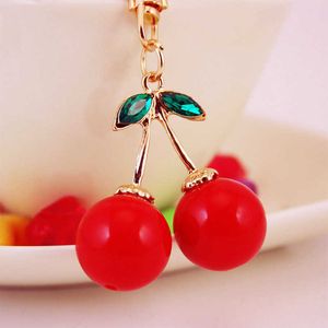 Lindo y creativo Aceite Dropping Craft Regalo Red Cherry Cherry Keychain Metal Metal For Girlfriend