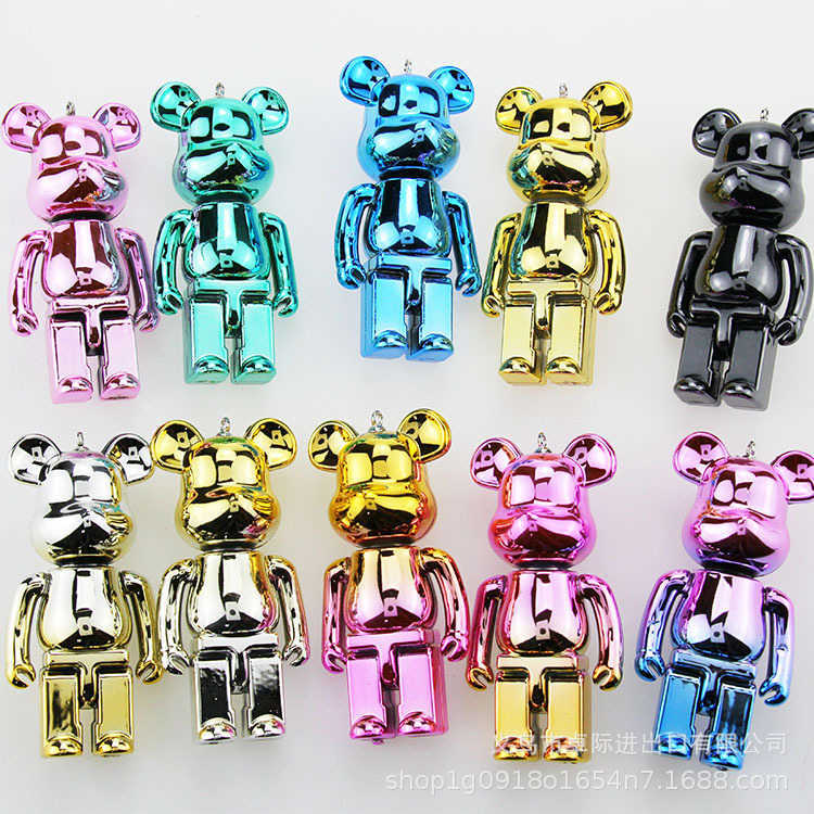 Cute and Violent Bear Electroplated Acrylic Keychain Bag Pendant DIY Keychain Jewelry Accessories