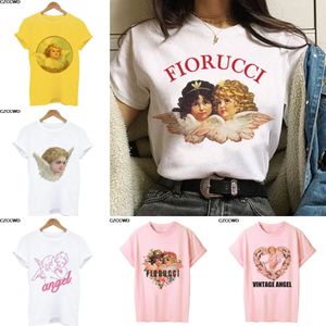 Leuke Engel Baby Koreaanse T-shirt T-shirts Kleding Vrouwen Oversized Fiorucci Brief Print Fun Harajuku O-hals Losse Tops
