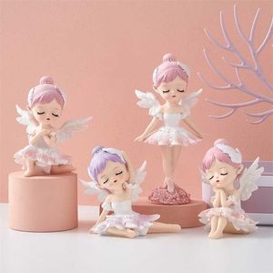 Figurines d'ange mignonnes en résine, statue de fille, accessoires de jardin, décorations de noël, maison moderne, chambre d'enfant, 211101