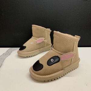 Botas de nieve con animales bonitos para niños y niñas, zapatos de lana australiana de alta calidad, regalo de Navidad para niños, botas cálidas