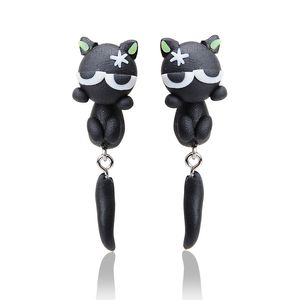 Boucles d'oreilles animaux mignons pour femmes suspendus dessin animé 3D joli chien boucle d'oreille fleur polymère argile filles bijoux