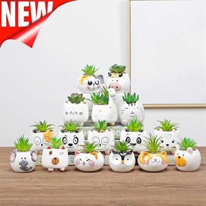 Leuke Animal Flower Pot Keramische Vaas Planter Desktop Ornamenten Home Decor Tuin Succulente Plant 211130