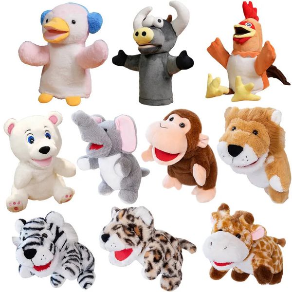 Puppettes à main animale mignonne Moises à main en peluche douce Vache noire // Rooster en peluche enfants Roleplay Toy Party Supplies 240417