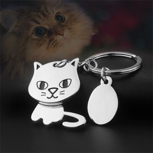 Leuke dierensleutel Ring Creative 360-graden schuddende hoofdhond Cat Keychain Charms Pet Lovers Souvenir Bag ornamenten accessoires