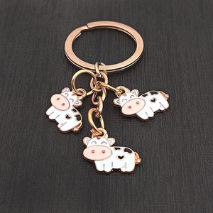 Schattige Dieren Sleutelhanger voor Vrouwen Emaille Koe Sleutelhanger Tas Hanger Houder Gift Mode-sieraden Accessoire