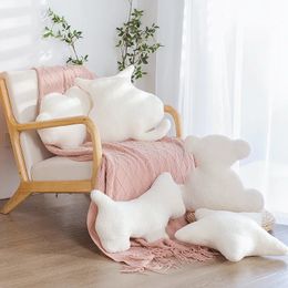 Oreiller en peluche Style Animal mignon, blanc, étoile, nuage, ours, chat, coussin, décoration de la maison, jouets pour enfants, 240115