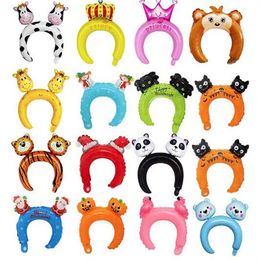 Lindo Animal Tiara Diadema Globo Rana Panda Zorro Tigre Gato Baby Shower Niños Juguete Feliz Cumpleaños Decoración Del Banquete de Boda GC2301