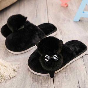 Lindos animales zapatillas zapatos de piel niño dibujos animados peluche oso / conejo decorar algodón niñas acogedoras damas interiores s901 210712