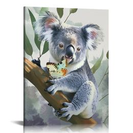 Animaux mignons aquarelle peinture koala décor mural toile imprimable décoration murale décor de salle d'art prêt à suspendre