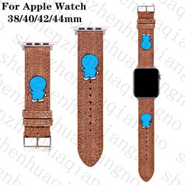 Voor Apple Watch Band Iwatch Strap 7 2 3 4 5 6 SE Serie Luxe 41mm 42mm 38mm 40mm 44mm Lederen Polsband Armband Mannen Vrouwen Gift Mode Designer Slimme bandjes