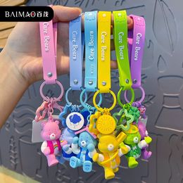 Leuke Anime Sleutelhanger Charm Sleutelhanger Fob Hanger Cartoon Mini Liefde Beer II Licht Luxe Pop Paar Studenten Creatieve Valentijnsdag Gift DHL