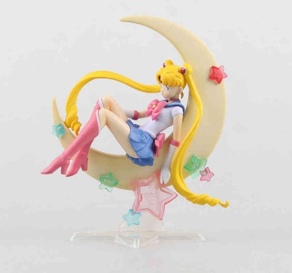 Mignon Anime Sailor Moon Tsukino Usagi PVC Action Figure Collection Modèle Poupée Enfants Jouets Cadeaux 15 cm Q0621