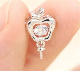 Mignon Apple Dangle Perle Pendentif Collier Réglage Base De Montage Gemmes Solide 925 En Argent Sterling Semi Mont Wome039s DIY Bijoux F4447882