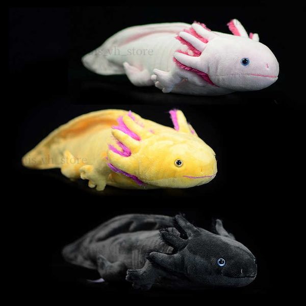 Lindo juguete de peluche relleno Axolotl Simulación de la vida real Ambystoma mexicanum Dinosaurio Animal Model Doll para niños Audlt Gift T230810