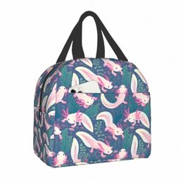Mignon Axolotls Lunch Bag pour femmes enfants école enfants refroidisseur de nourriture chaud isolé boîte à lunch Portable Cam voyage pique-nique sac a7zB #