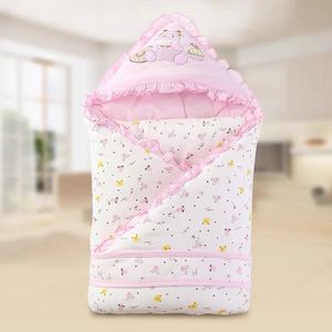 Schattige Baby AntiKick Slaapzak Katoenen Envelop Dekens Cartoon geboren Inbakeren Wrap Kinderwagen Quilts Deken 240131