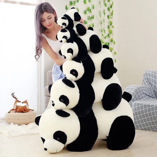 Mignon bébé grand Panda géant ours en peluche peluche poupée animaux jouet oreiller dessin animé Kawaii poupées filles amoureux cadeaux
