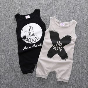 Mignon Baby Boy Summer Clothes sans manches Sautphes sans sommeil sur la lune