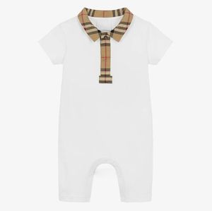 Mignon bébé garçons filles barboteuses à carreaux été enfant en bas âge à manches courtes combinaisons coton infantile col rabattu Onesies nouveau-né vêtements 0-24 mois