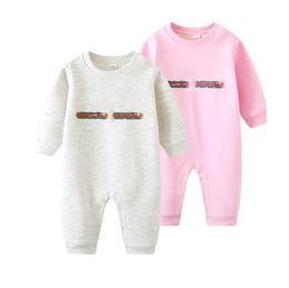 Mignon bébé marque barboteuses automne hiver nouveau-né coton épaissir chaud combinaisons infantile lettres imprimé Onesies enfant en bas âge enfants barboteuse